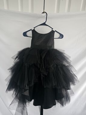 Tip Top Kids Black Tulle Layered Party Dress High Low